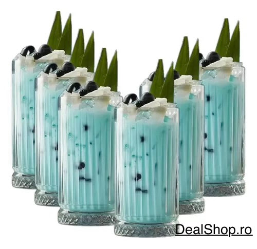 Set 4 pahare Elysia Long Drink 280 ml din sticlă – pahare elegante pentru cocktail, sucuri și băuturi răcoritoare