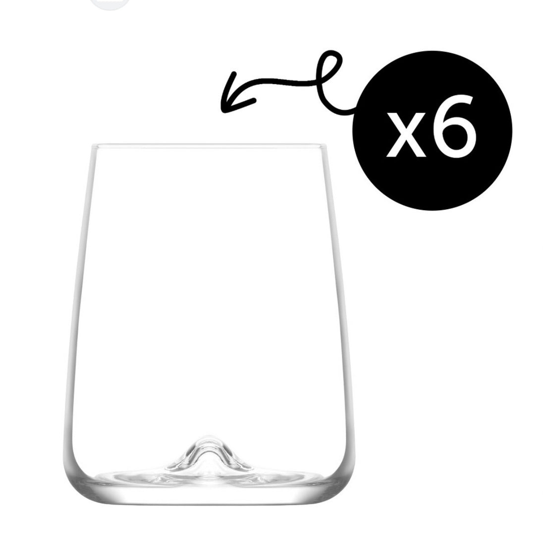 Set 6 pahare sticlă 360 ml LAV Terra 359 – pahare moderne băuturi design elegant cu bază reliefată