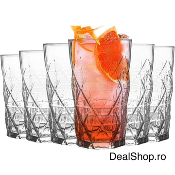 Set 6 Pahare Sticlă 460 ml Lav Keops KEO377, Design Cristal Tip Diamond