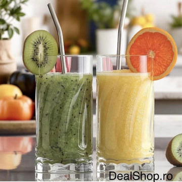 Set 6 Pahare Sticlă 390 ml LAV Wave430 Long Drink, Design cu Relief Ondulat, Pahare Elegante pentru Apă, Suc și Cocktail