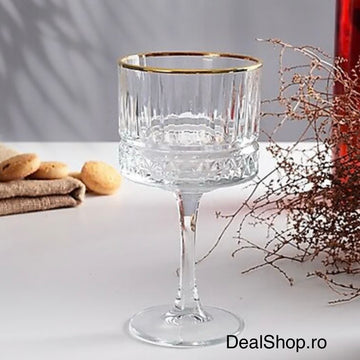 Set 4 pahare cocktail din sticlă Elysia Gold, 500 ml