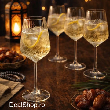 Set 6 Pahare Vin Allegra Focus 350 ml – Design striat sticla Premium