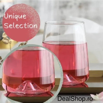 Set 12 pahare sticla 360 ml LAV Terra 359 – pahare moderne băuturi design elegant cu bază reliefată