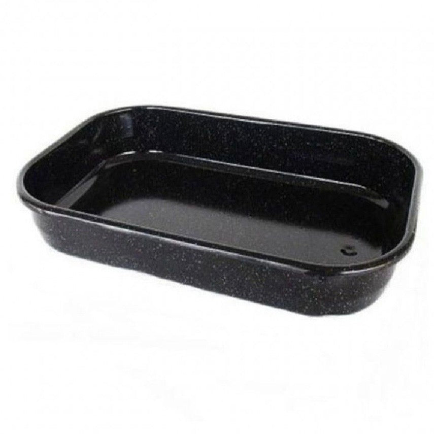 Tavă Emailată pentru Cuptor 34×22×6 cm – Tavă Coacere Neagră Emailată, Tavă pentru Friptură, Lasagna și Legume