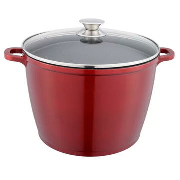 Oala 6 litri cu înveliș granit 24 cm capac din sticlă antiaderentă compatibilă cu toate sursele de căldură – Roșu SW17
