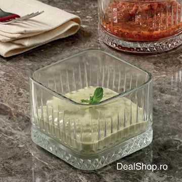 Set 4 boluri Elysia 235 ml din sticlă – boluri pentru desert, gustări și sosuri, design elegant