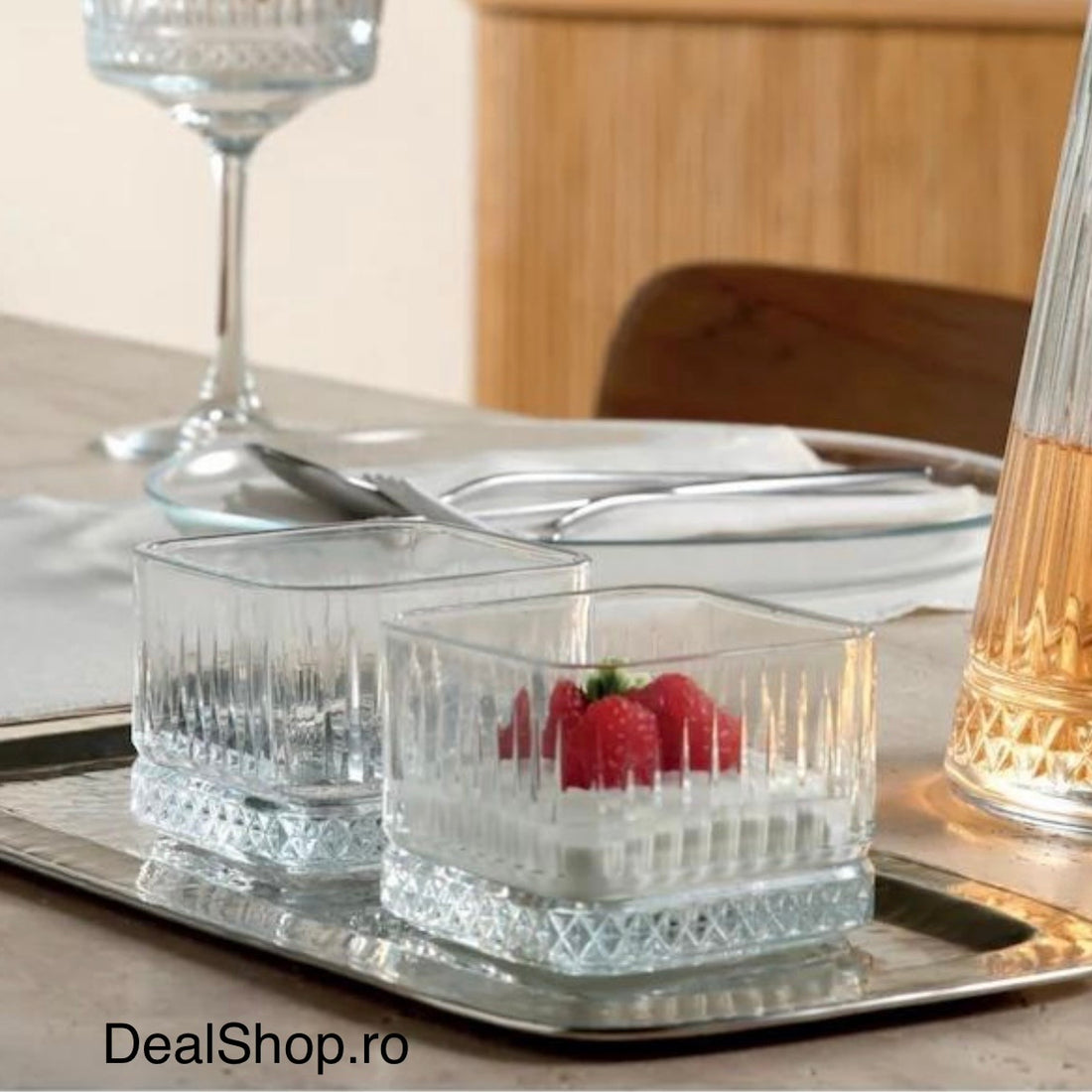 Set 4 boluri Elysia 235 ml din sticlă – boluri pentru desert, gustări și sosuri, design elegant