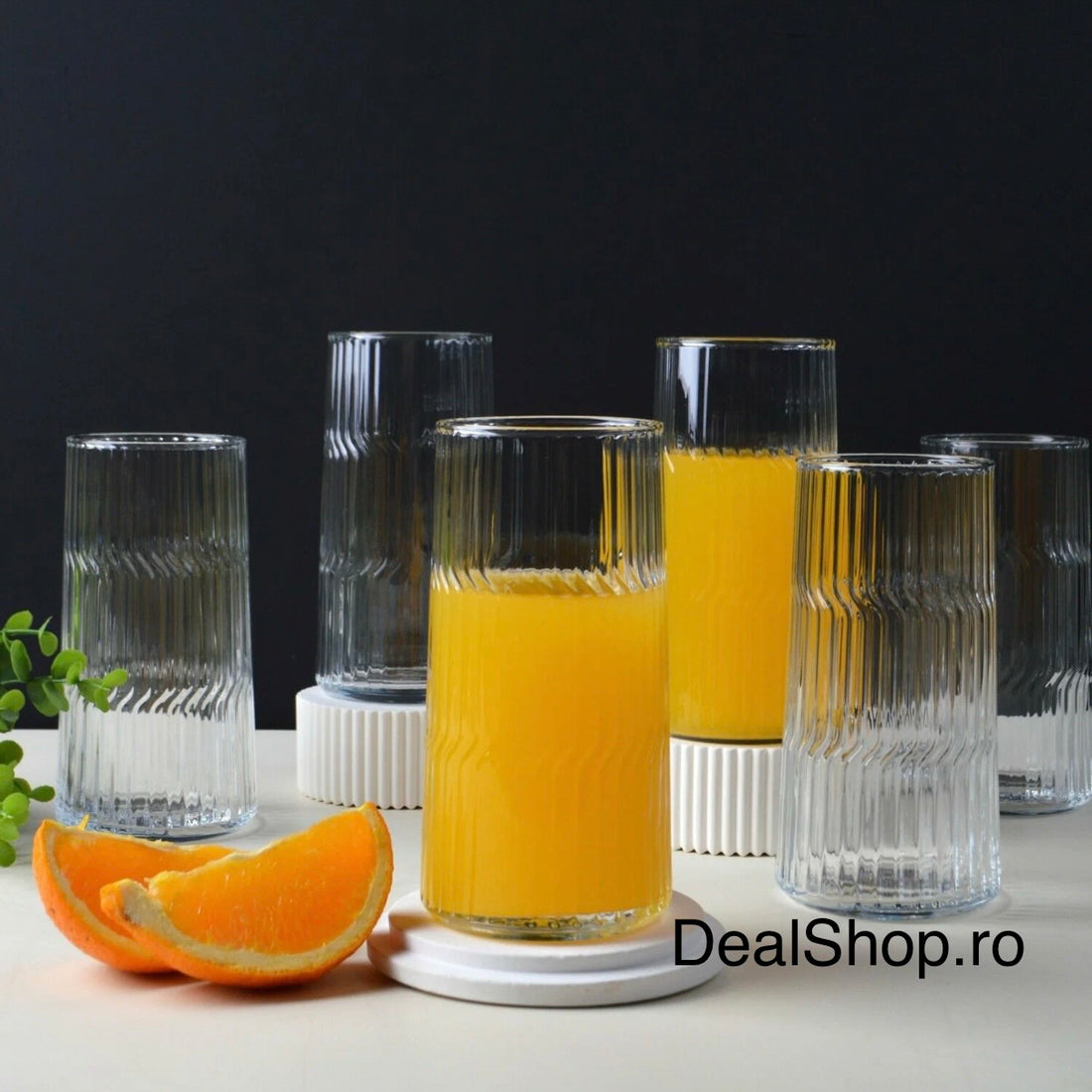 Set 6 Pahare Pasabahce Dunes 410 ml – Sticla transparenta de calitate design modern cu textură eleganta