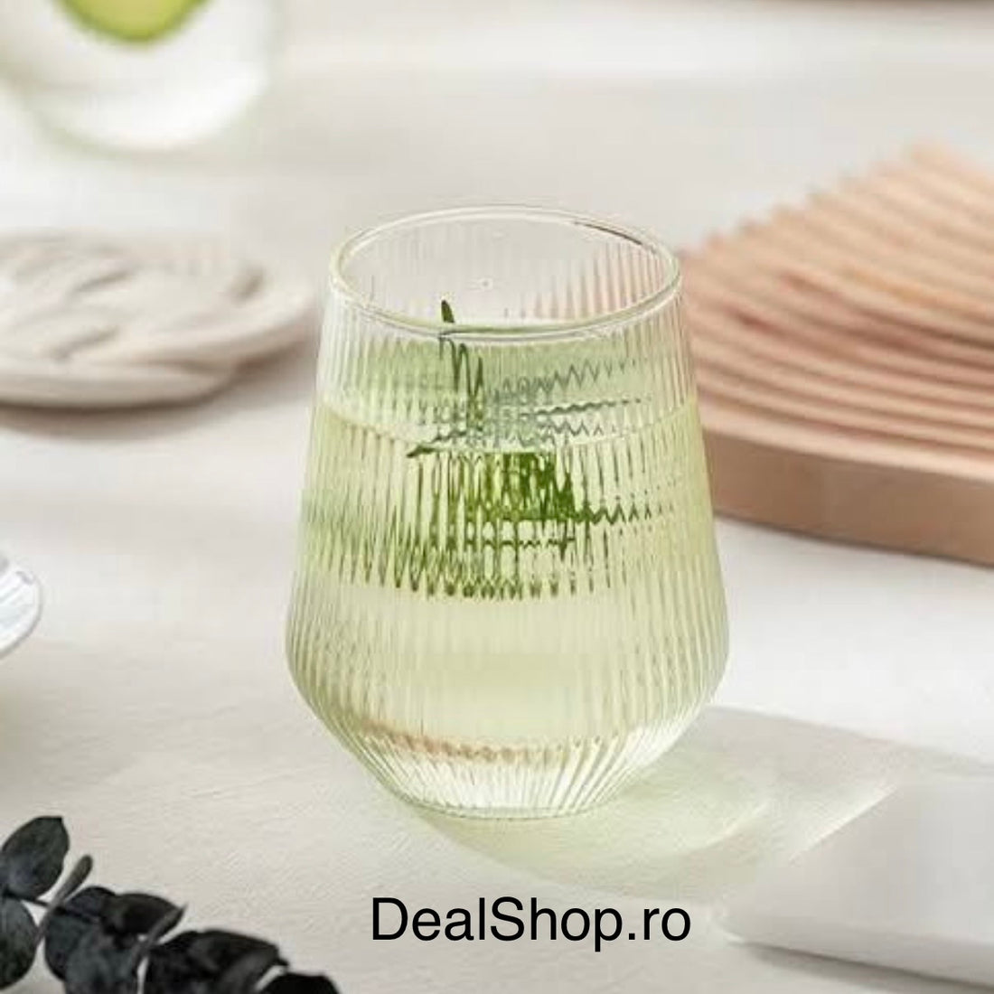 Set 6 pahare 425 ml Allegra Focus design striat din sticlă, moderne