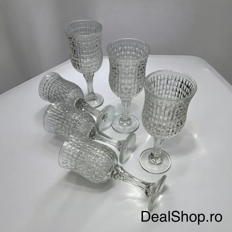 Set 6 pahare cu picior 150 ml Sofia Diamond – pahare elegante,sticlă transparentă premium
