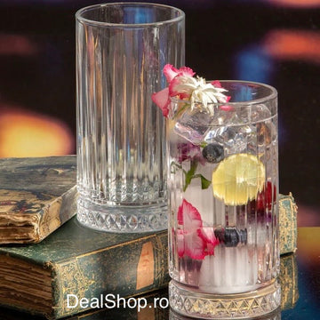 Set 4 pahare Elysia Long Drink 365 ml din sticlă – pahare pentru cocktailuri, sucuri și băuturi răcoritoare