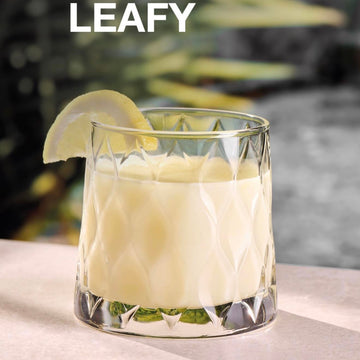 Set 12 pahare Leafy 300 ml sticla groasa transparenta design elegant cu model în relief pentru whisky sau cocktailuri