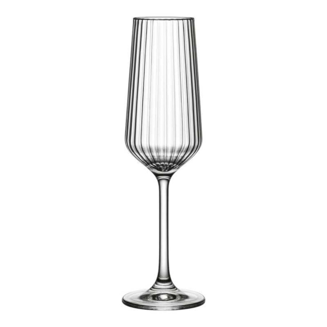 Set 6 pahare șampanie 195 ml Allegra Focus, design striat – elegante, sticlă premium