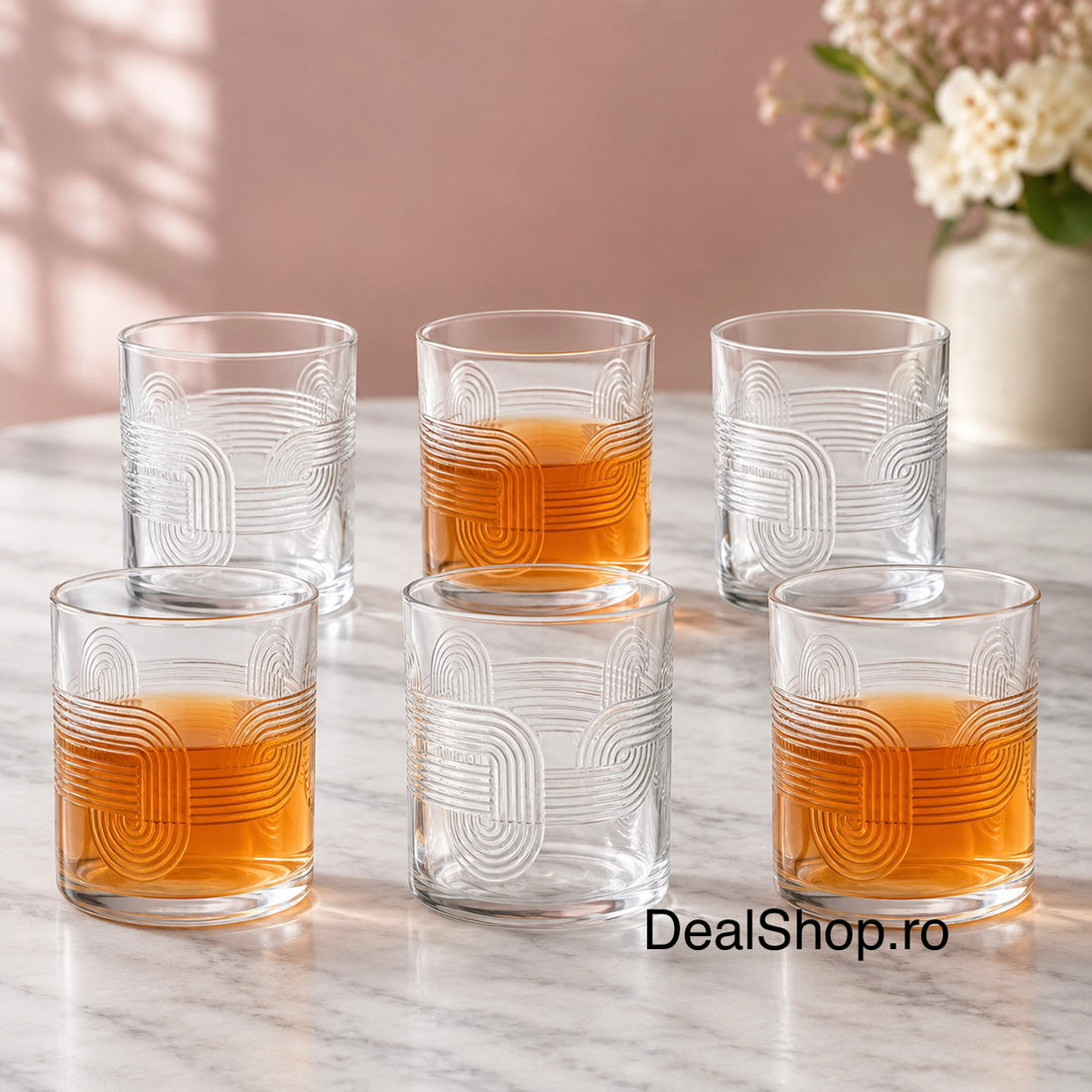 Set 6 pahare din sticlă Viola, 340 ml