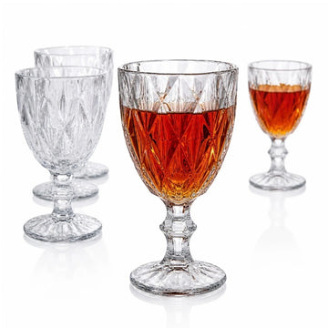 Set 6 pahare din sticlă cu picior Diamond, 310 ml – design elegant