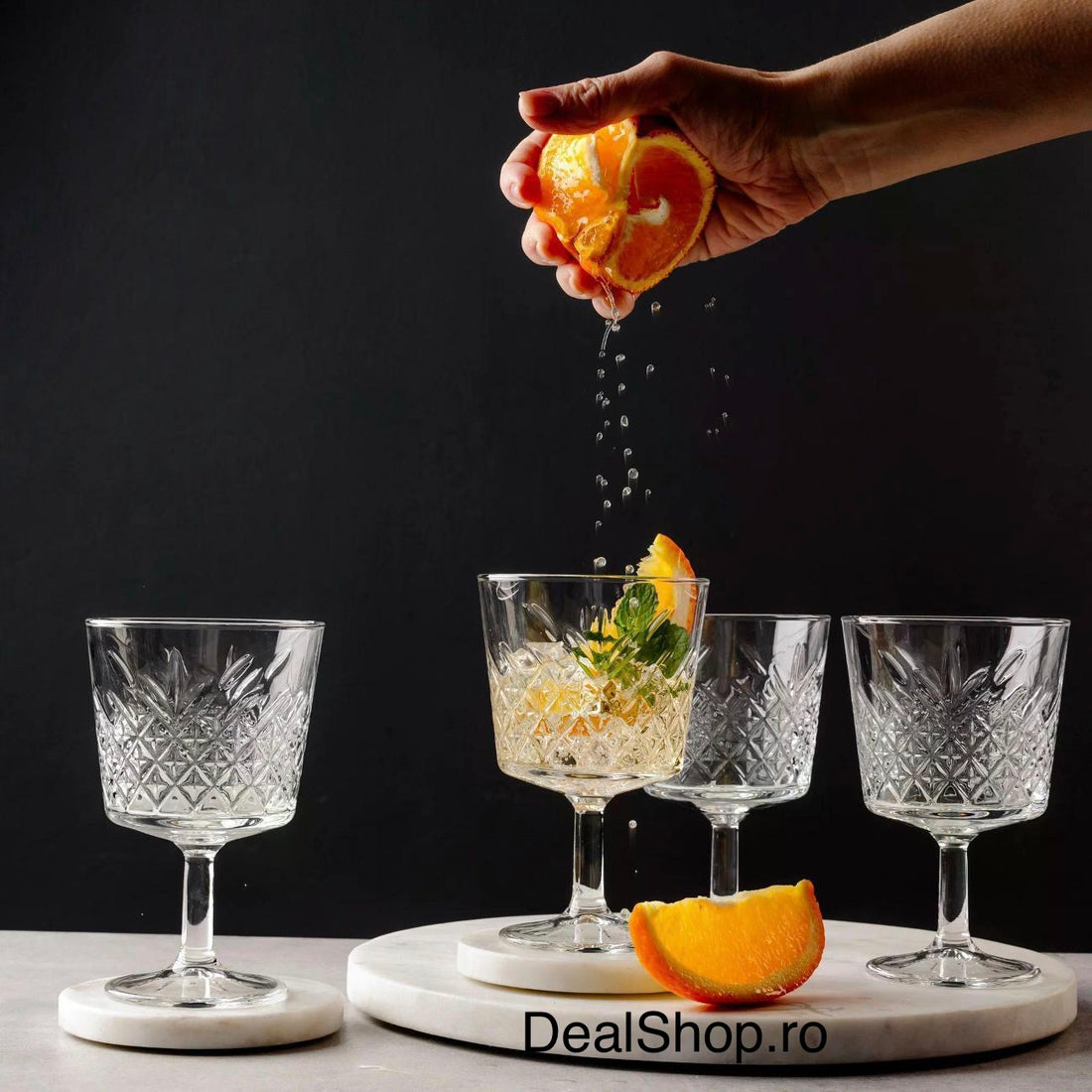 Set 4 pahare cocktail Pasabahce Timeless 270 ml, sticlă transparentă, model elegant vintage