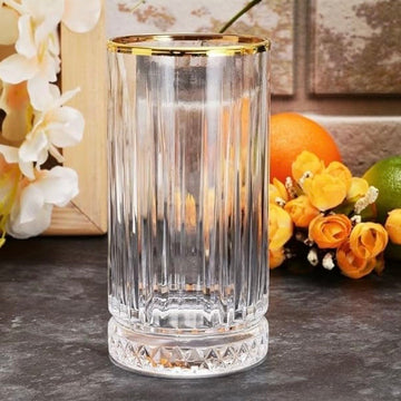 Set 4 pahare Elysia Gold din sticlă, 280 ml cu margine aurie