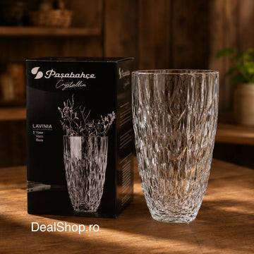 Vază Lavinia din Sticlă Cristalină 21,8 cm – Vază Elegantă pentru Flori
