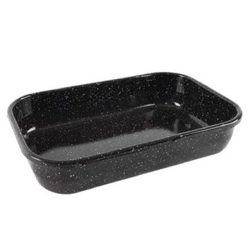 Tavă Emailată pentru Cuptor 34×22×6 cm – Tavă Coacere Neagră Emailată, Tavă pentru Friptură, Lasagna și Legume