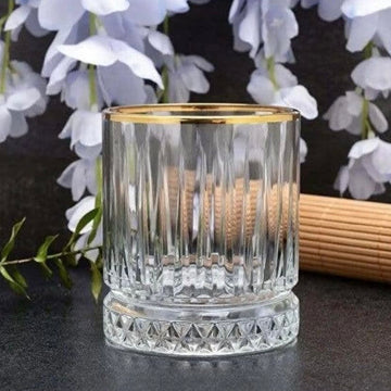 Set 4 pahare Elysia Gold din sticlă, 355 ml, cu margine aurie