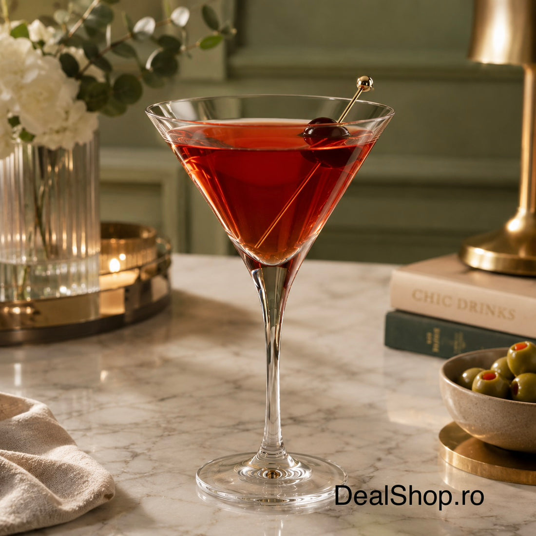 Set 6 pahare cocktail V-Line 250 ml din sticlă, elegante, pentru Martini, Cosmopolitan și băuturi premium