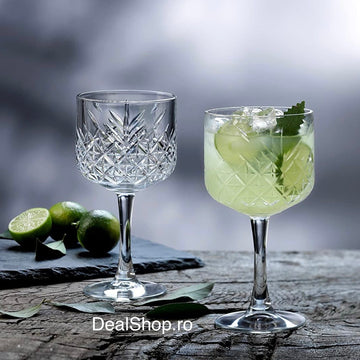 Set 4 pahare cocktail Pasabahce Timeless 490 ml, sticlă transparentă, elegante, pentru gin tonic și cocktailuri