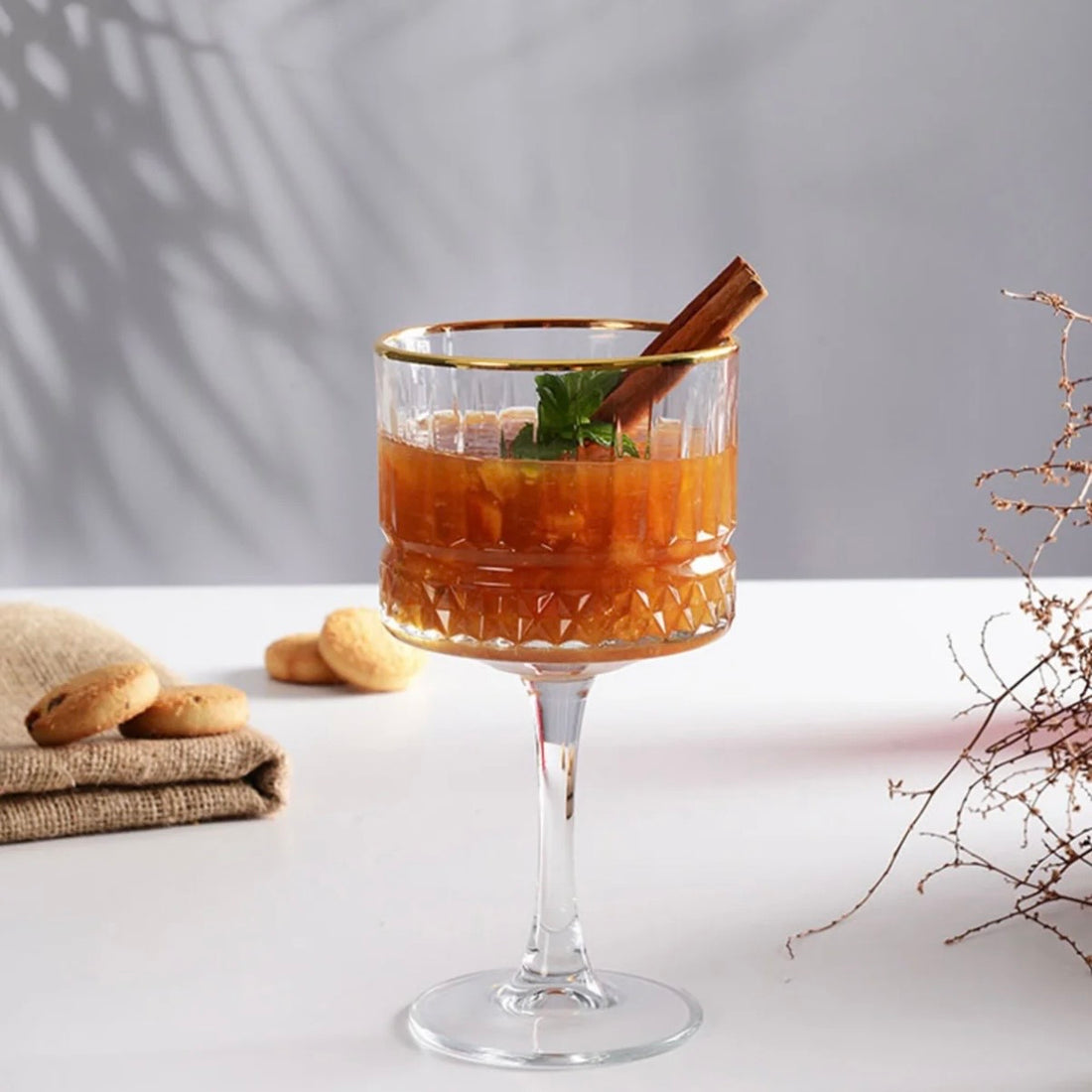 Set 4 pahare cocktail din sticlă Elysia Gold, 500 ml