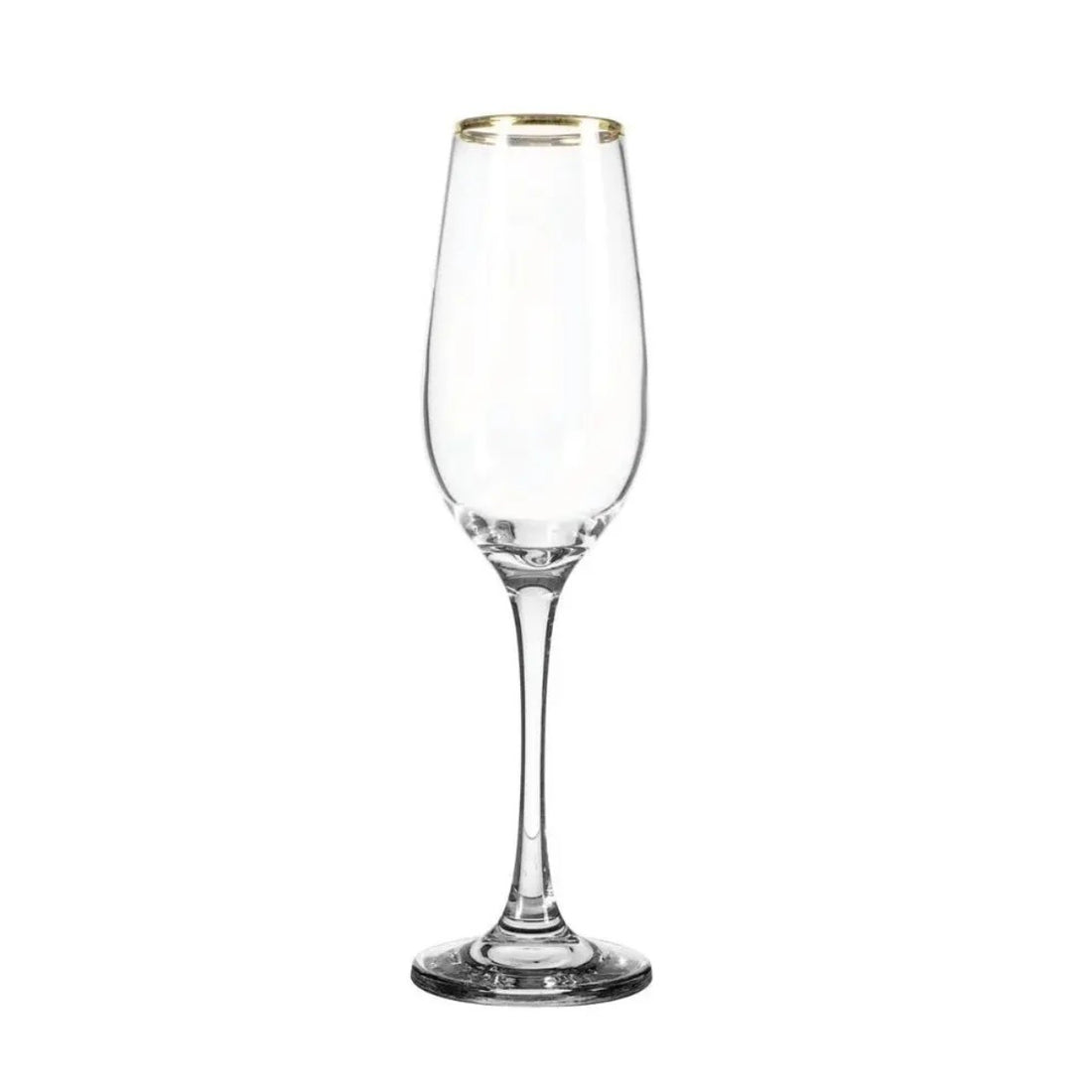 Set 6 pahare șampanie 200 ml Amber Gold, sticlă cu margine aurie, pahare flute elegante pentru prosecco și cocktailuri