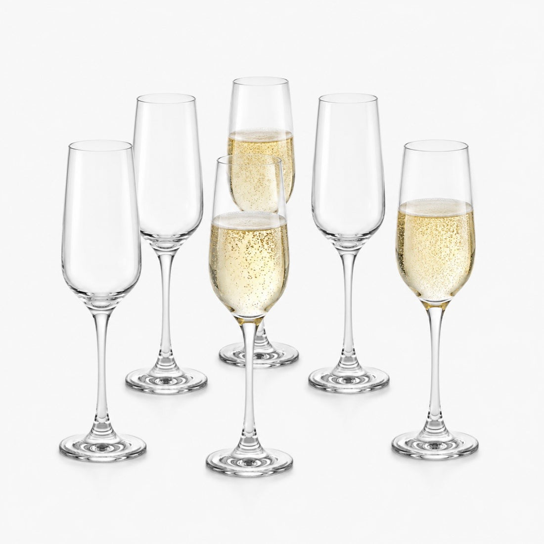 Set 12 pahare pentru șampanie King 220 ml, din sticlă transparentă, elegante, pentru evenimente și servire băuturi spumante