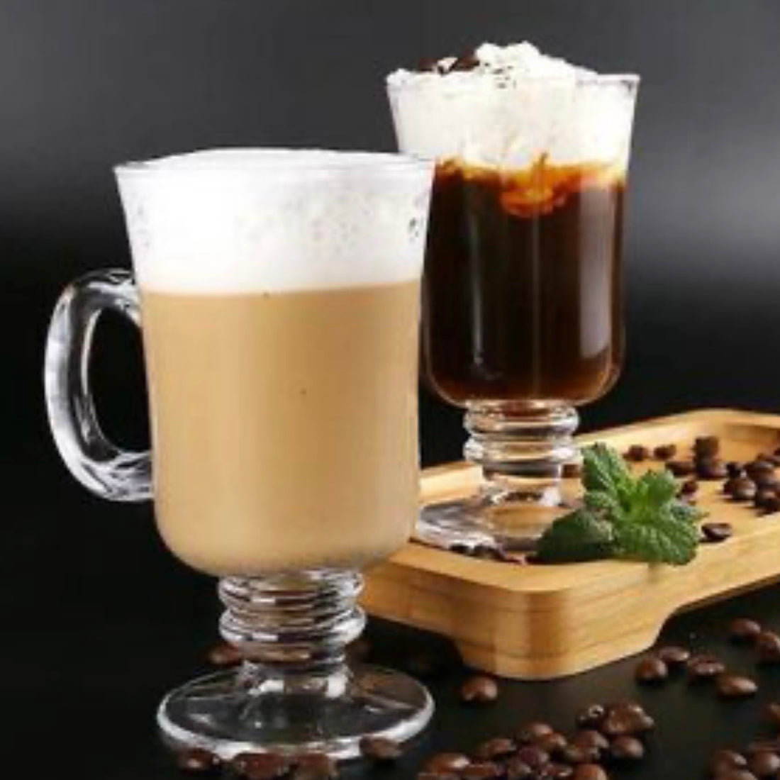 Set 6 căni din sticlă cu picior 230 ml Royal Mug – Căni Cafea, Cappuccino, Latte