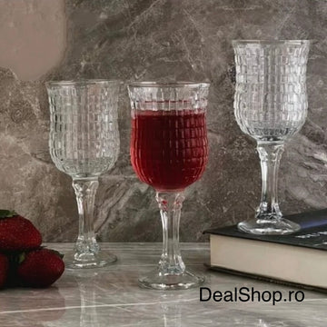 Set 6 pahare cu picior 150 ml Sofia Diamond – pahare elegante,sticlă transparentă premium