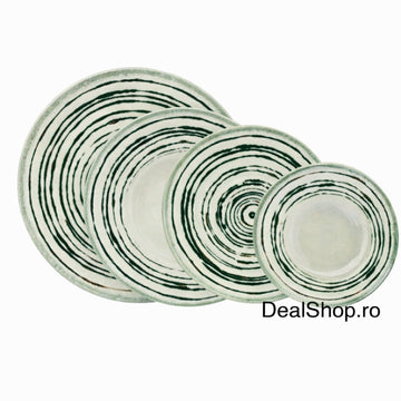Serviciu de masa din portelan Verde Rustico 24 piese pentru 6 persoane cu design pictural circular 187