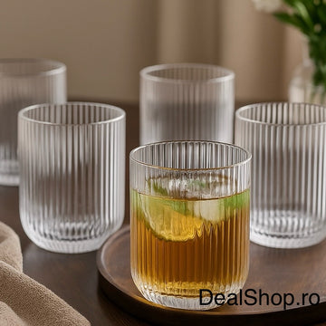 Set 6 Pahare Sticla 250 ml MANSOURA ALEX Eleganta pentru Terasa Evenimente
