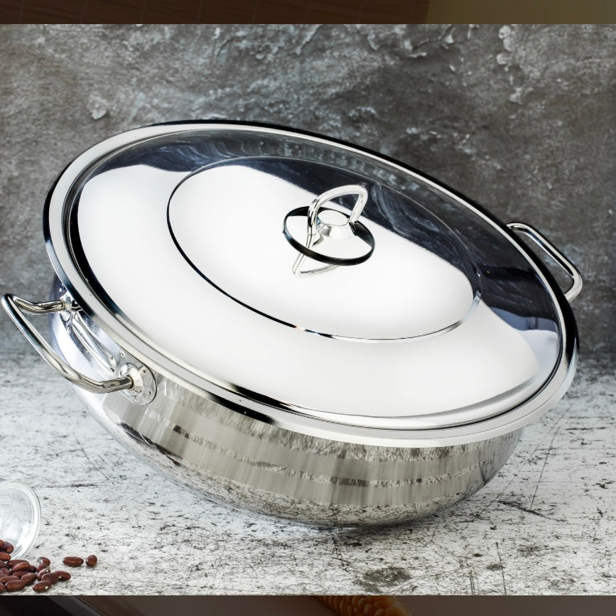 Cratita inox profesionala cu capac Gastro, fund dublu 15,5 litri 38 x 15 cm