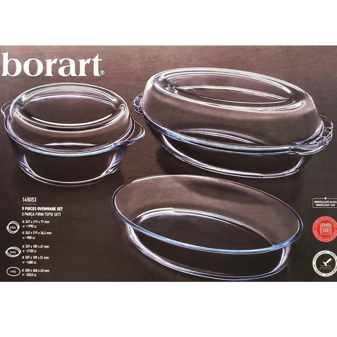 Set vase yena termorezistente  5 piese Borart