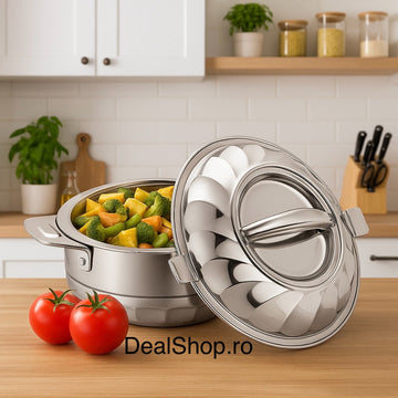 Caserola 4.3 litri termica din inox pastreaza alimentele calde sau reci