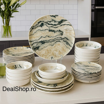 Serviciu de masa din porțelan Marble 24 piese pentru 6 persoane 464