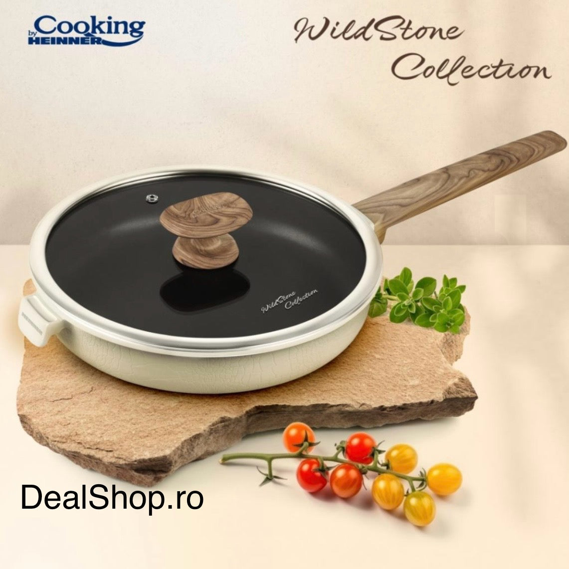 Tigaie cu capac acoperire ceramica dimensiune 20 x 4.5 cm Cooking By Heinner