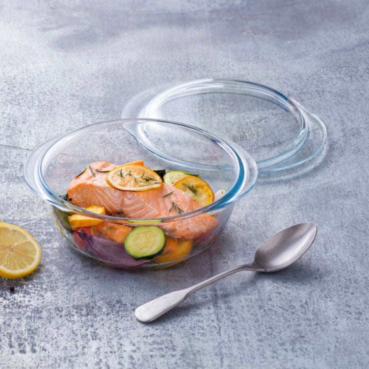 Vas termorezistent yena Borcam cu capac, 1.45 L – 19 x 12 cm pentru cuptor 59023