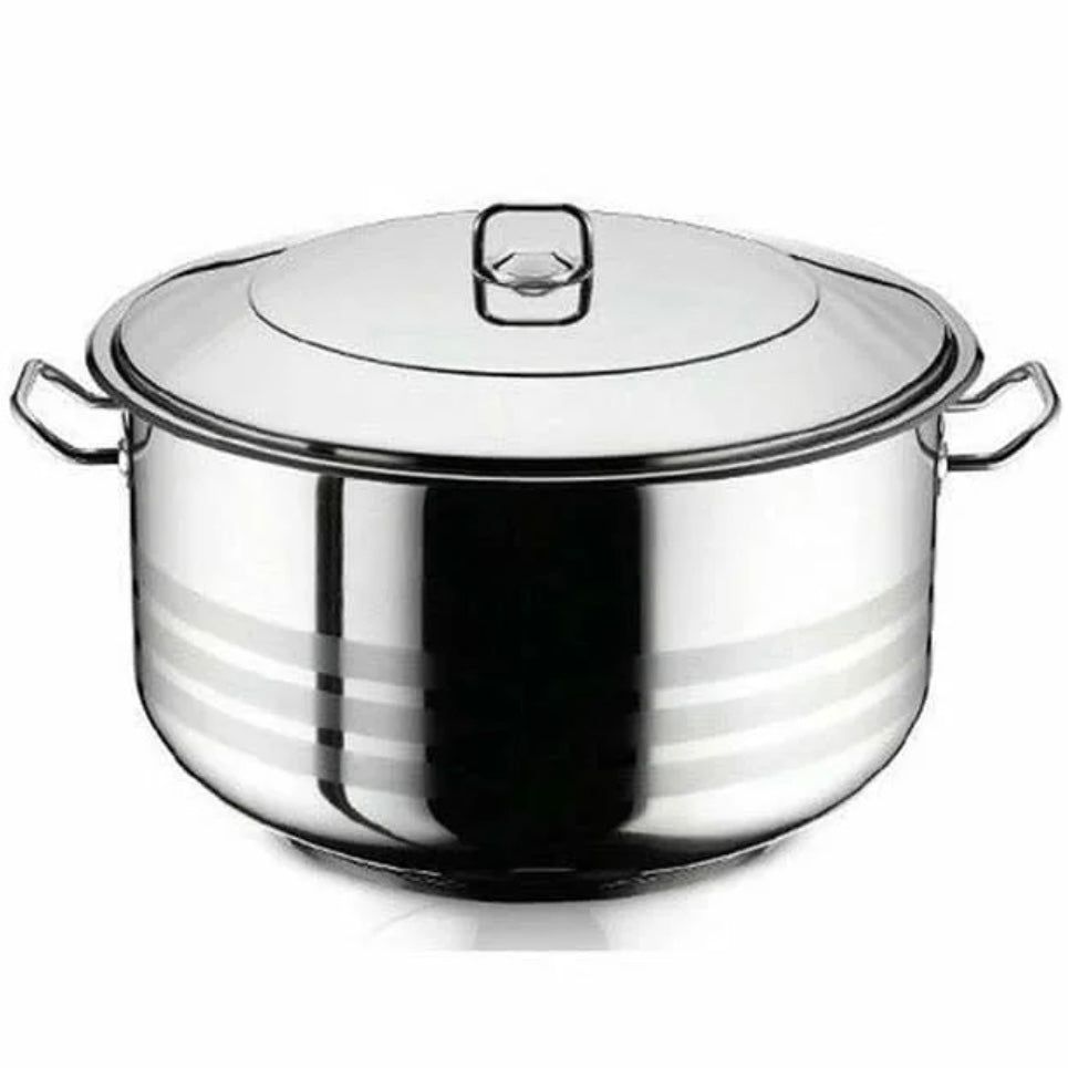 Oala inox profesionala cu capac Gastro, fund dublu 27,5 litri, 40 x 27 cm