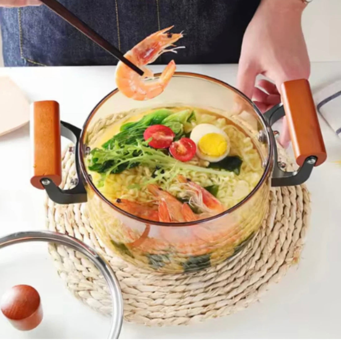 Cratita sticlă borosilicată 3,2 litri cu capac rezistenta la temperaturi înalte ideala pentru gătit gustos si sănătos