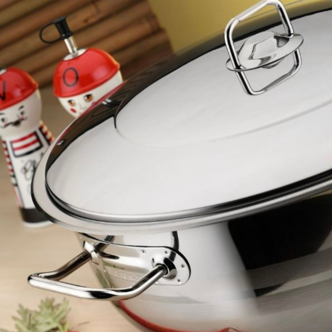 Cratita 37 litri inox profesionala cu capac Gastro, fund dublu 50 x 20 cm