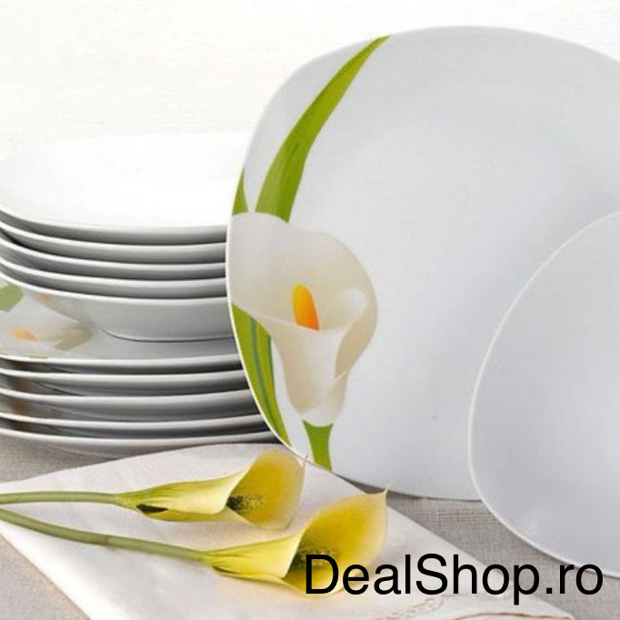 Serviciu de Masă din Porțelan 19 Piese, pentru 6 persoane ,Model Floral Cală TL 173-7, pentru 6 Persoane