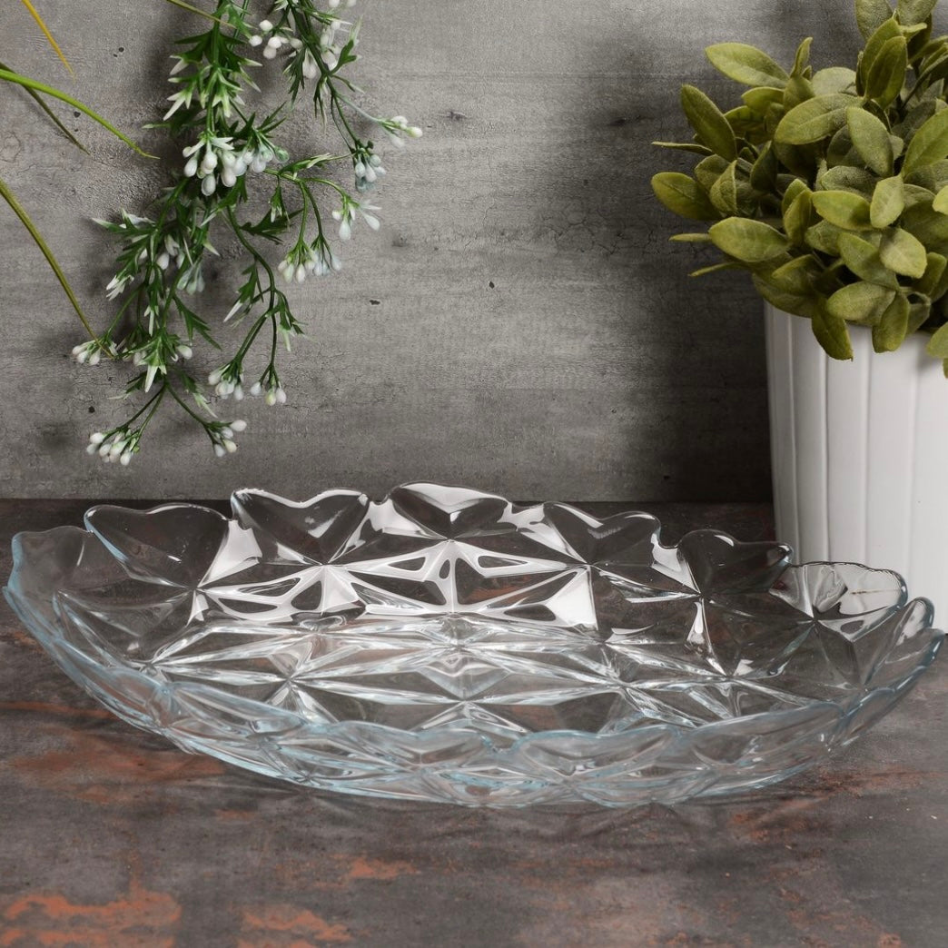 Platou din sticla Estrella 33 x 25 x 4.7 cm – design elegant în relief, ideal pentru servire modernă
