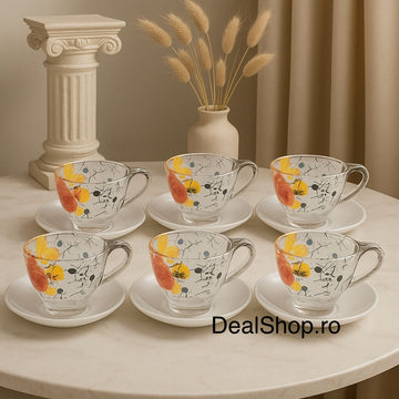 Cești de Ceai și Cafea din Sticlă, 200 ml– Set 6 Bucăți Galaxy, Design Elegant