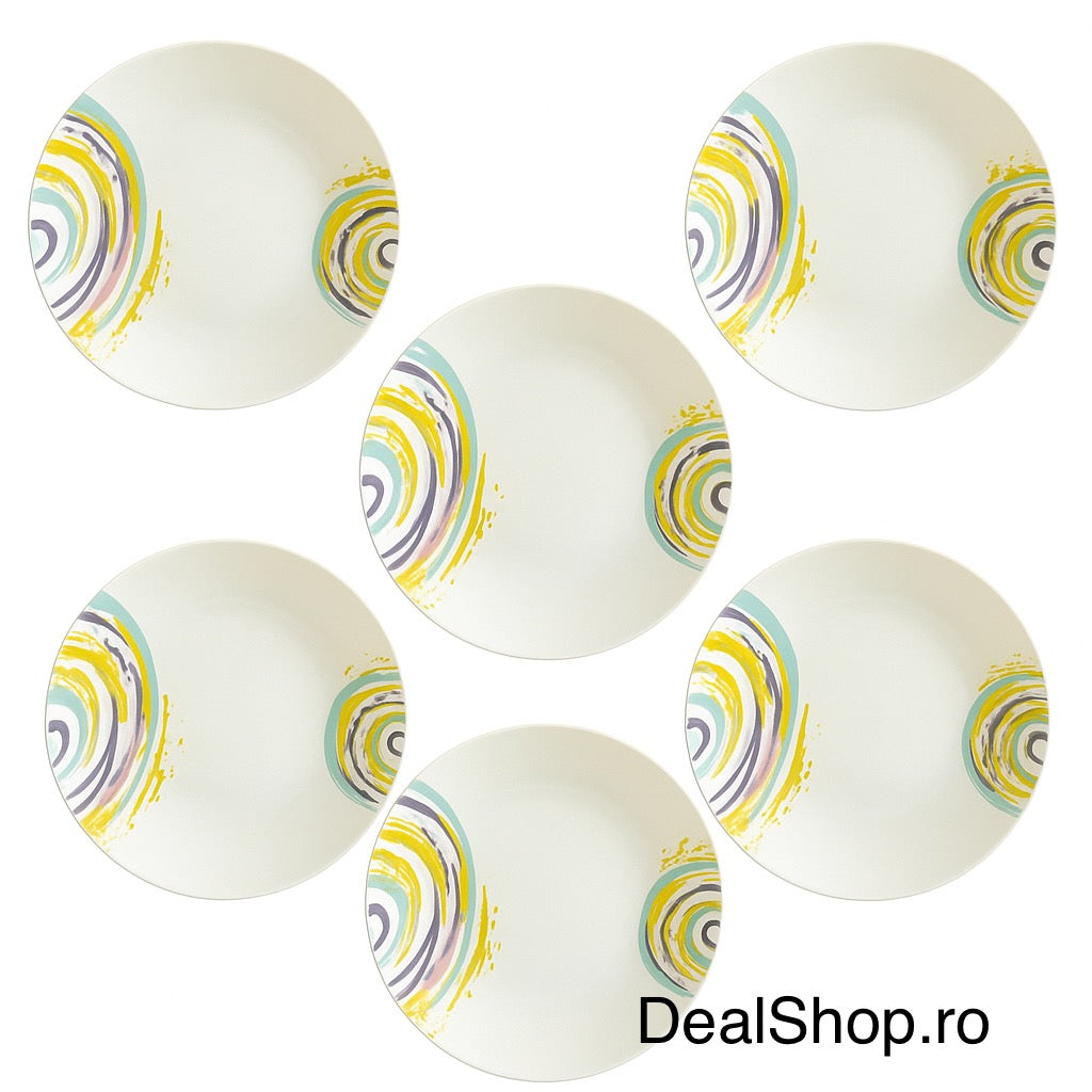 Set 6 farfurii adânci opal Spiral 23 cm