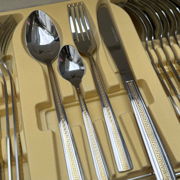 Set Tacâmuri 72 Piese Limited Edition LV 1005 din Otel Inoxidabil  Serviciu Elegant pentru 12 Persoane cu Valiză Premium