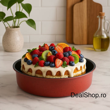 Tava cuptor copt rotunda acoperire ceramica, dimensiune 30x10 cm, 2 straturi,Heinner