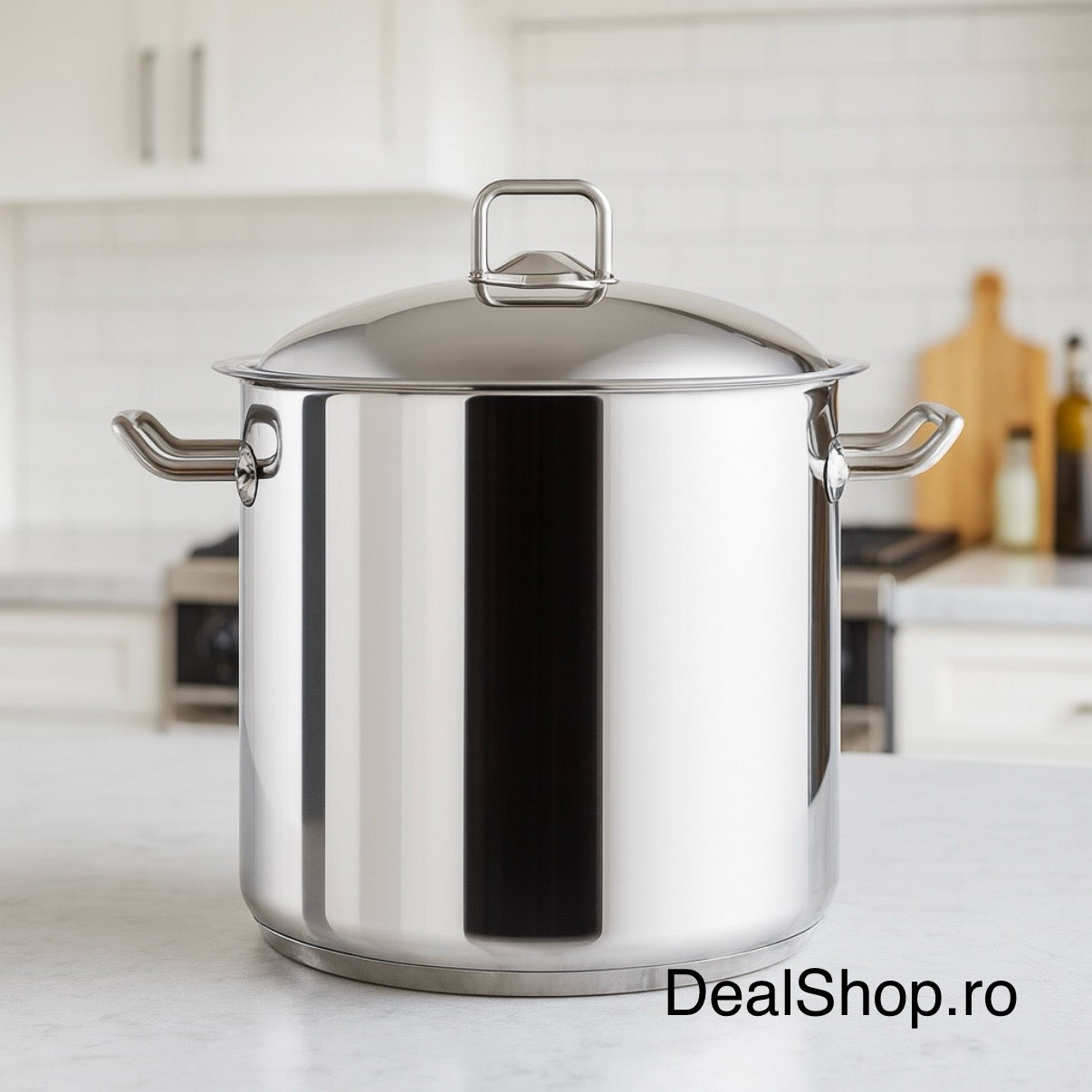 Oală inox Arian 6 L cu capac, fund dublu, 20 cm – Rezistentă, Ideală pentru Gătit Zilnic