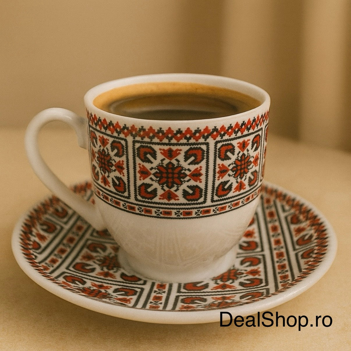 Cești de cafea ceai Tradiționale 120 ml portelan set 12 piese 6 canite+6 farfurioare